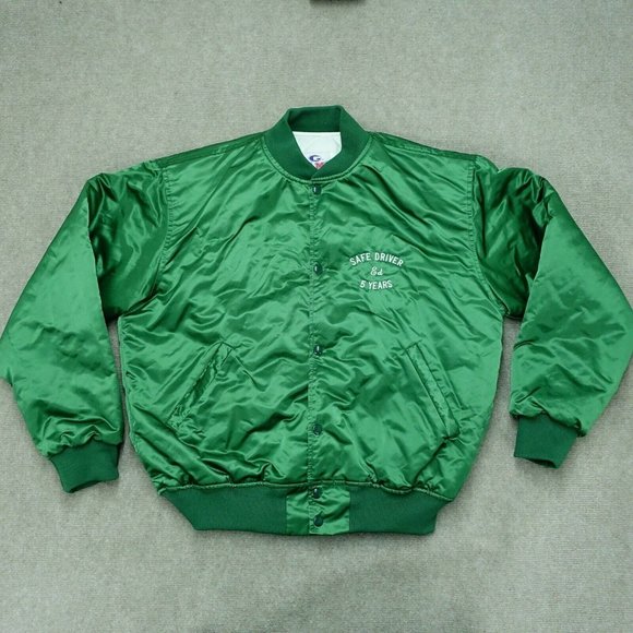 Vintage Ames Transportation Systems Green Bomber Nylon  jacket Sz Medium M - Picture 2 of 9